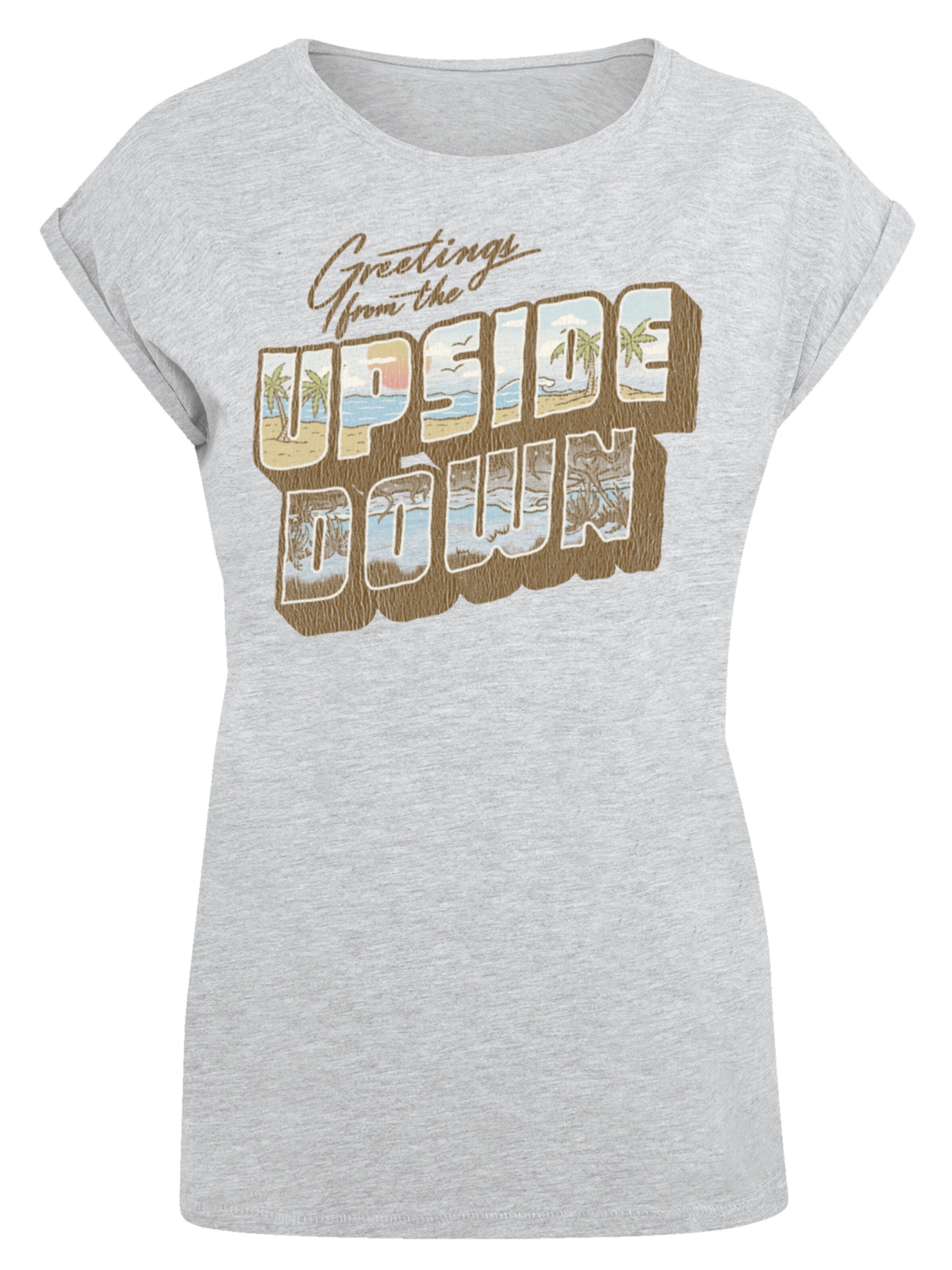 F4NT4STIC Shirt 'Stranger Things Greetings Netflix TV Series' in Grijs: voorkant