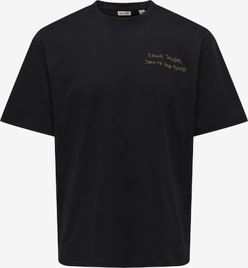 ONLY Shirt 'ONLY - Heren t-shirt' in Zwart: voorkant