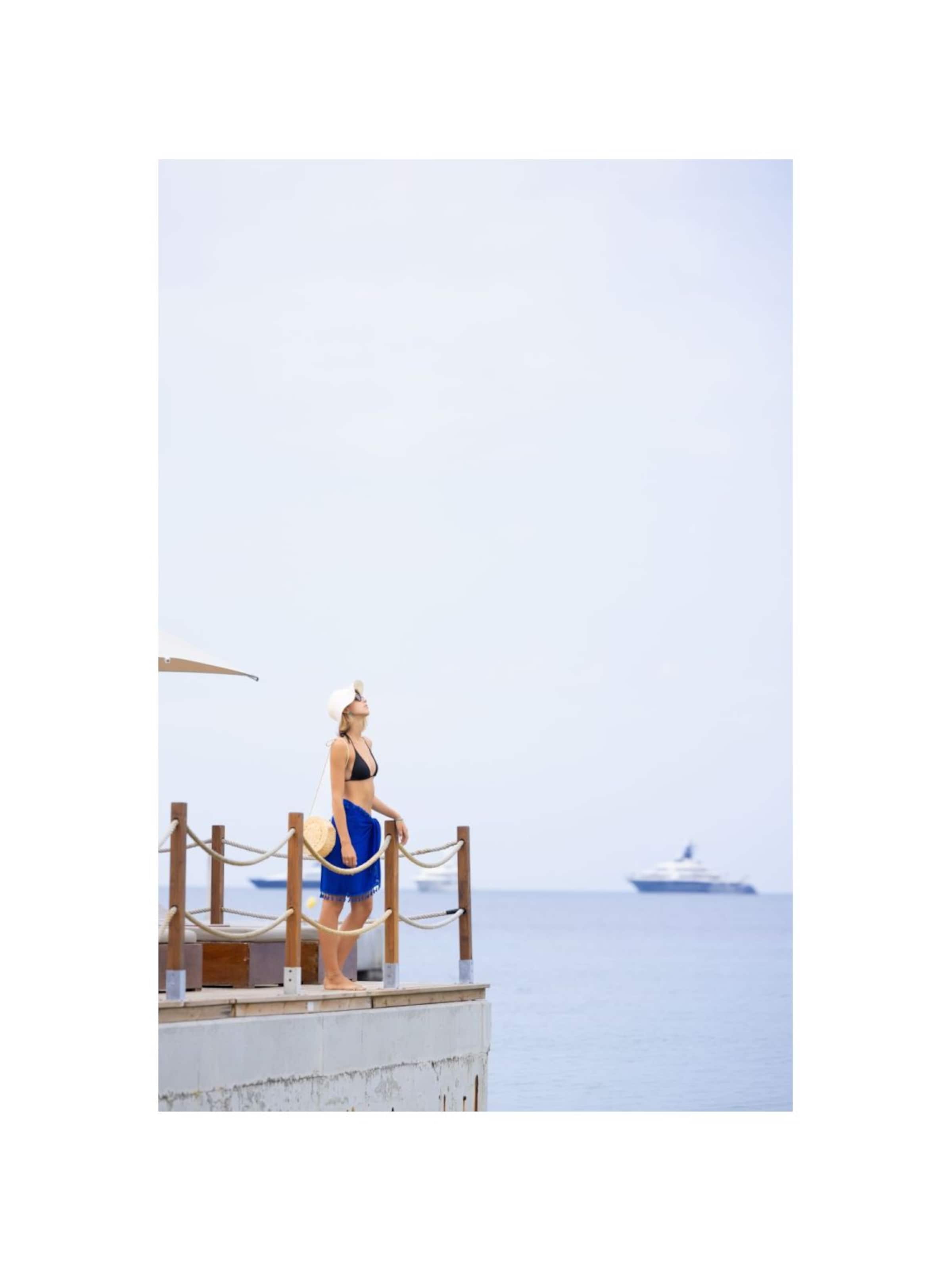 Gonna 'Paréo de plage FRINGES' di alberto cabale in blu