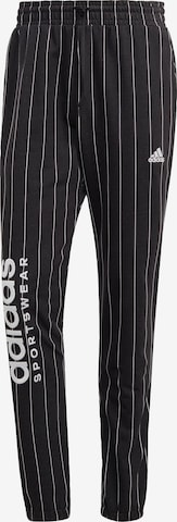 ADIDAS SPORTSWEAR - Slimfit Calças de desporto 'Pinstripe Fleece' em preto: frente