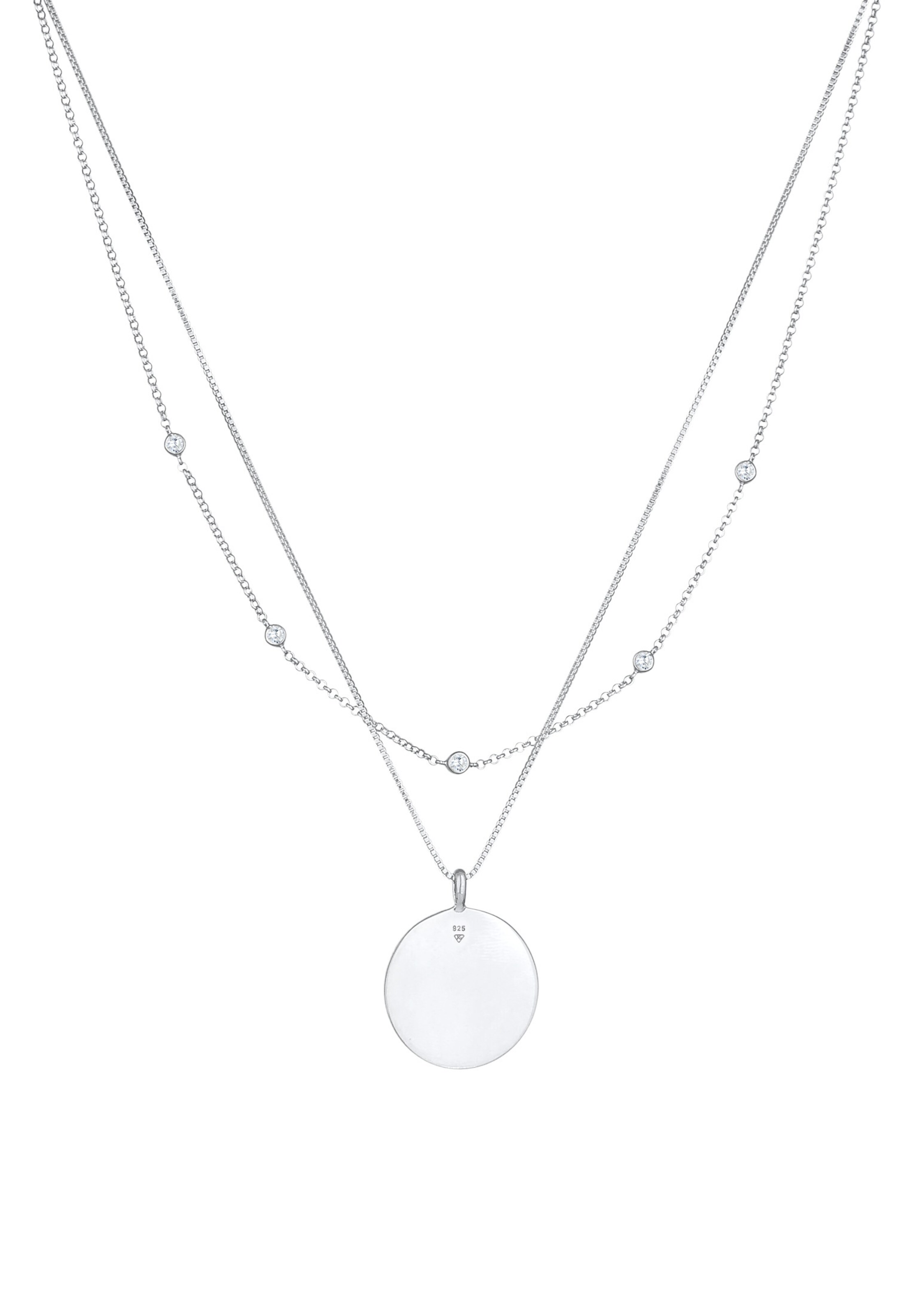 ELLI Halskette Layer, Münze, Ornament in Silber