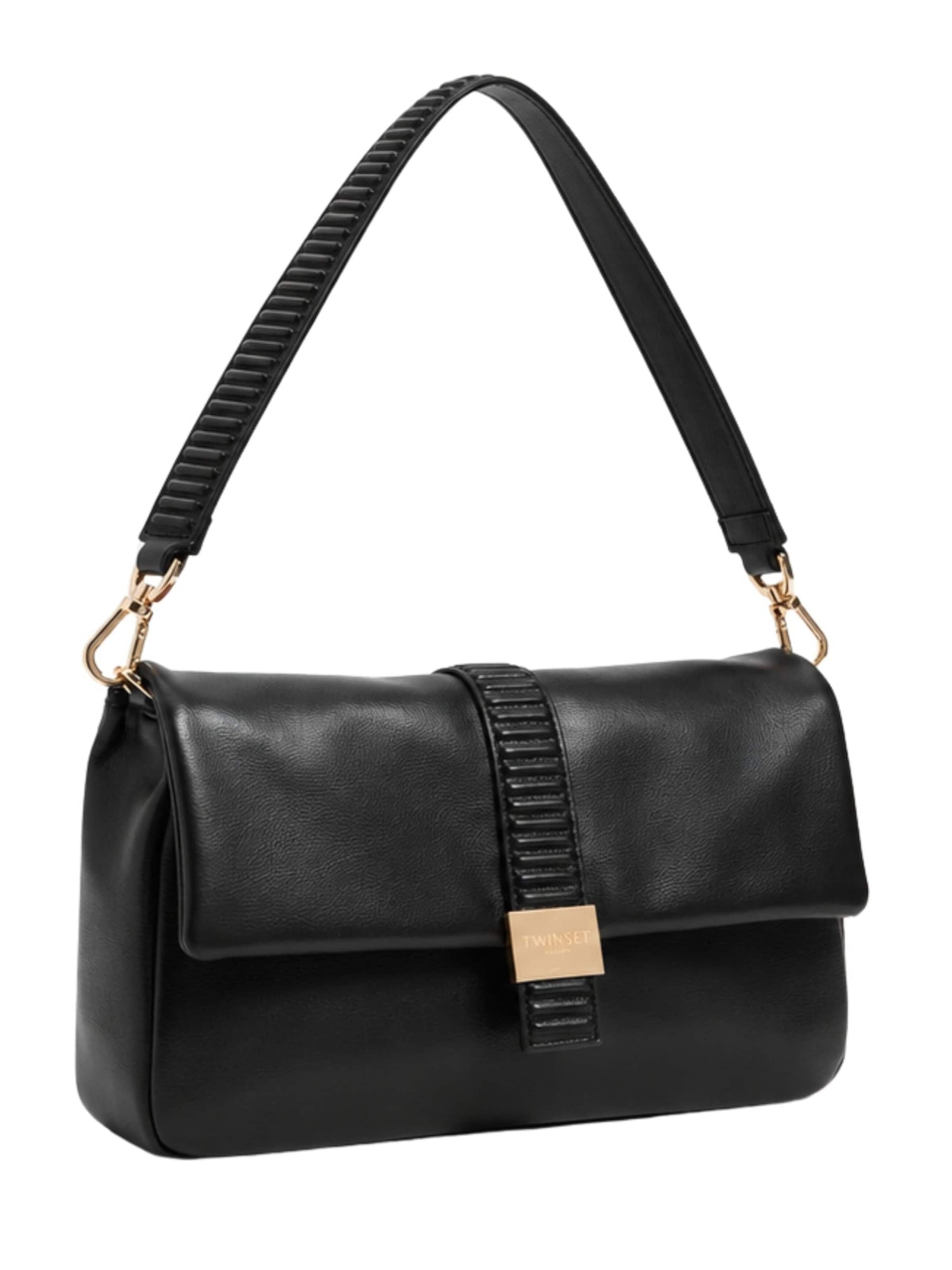 Twinset - Bolso de hombro 'Flap shoulder bag with gold details' en negro: frente