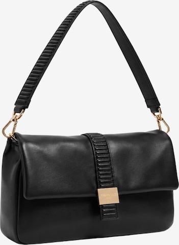 Borsa a tracolla 'Flap shoulder bag with gold details' di Twinset in nero: frontale