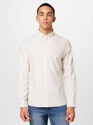 BURTON MENSWEAR LONDON Regular fit Button Up Shirt in Beige: front