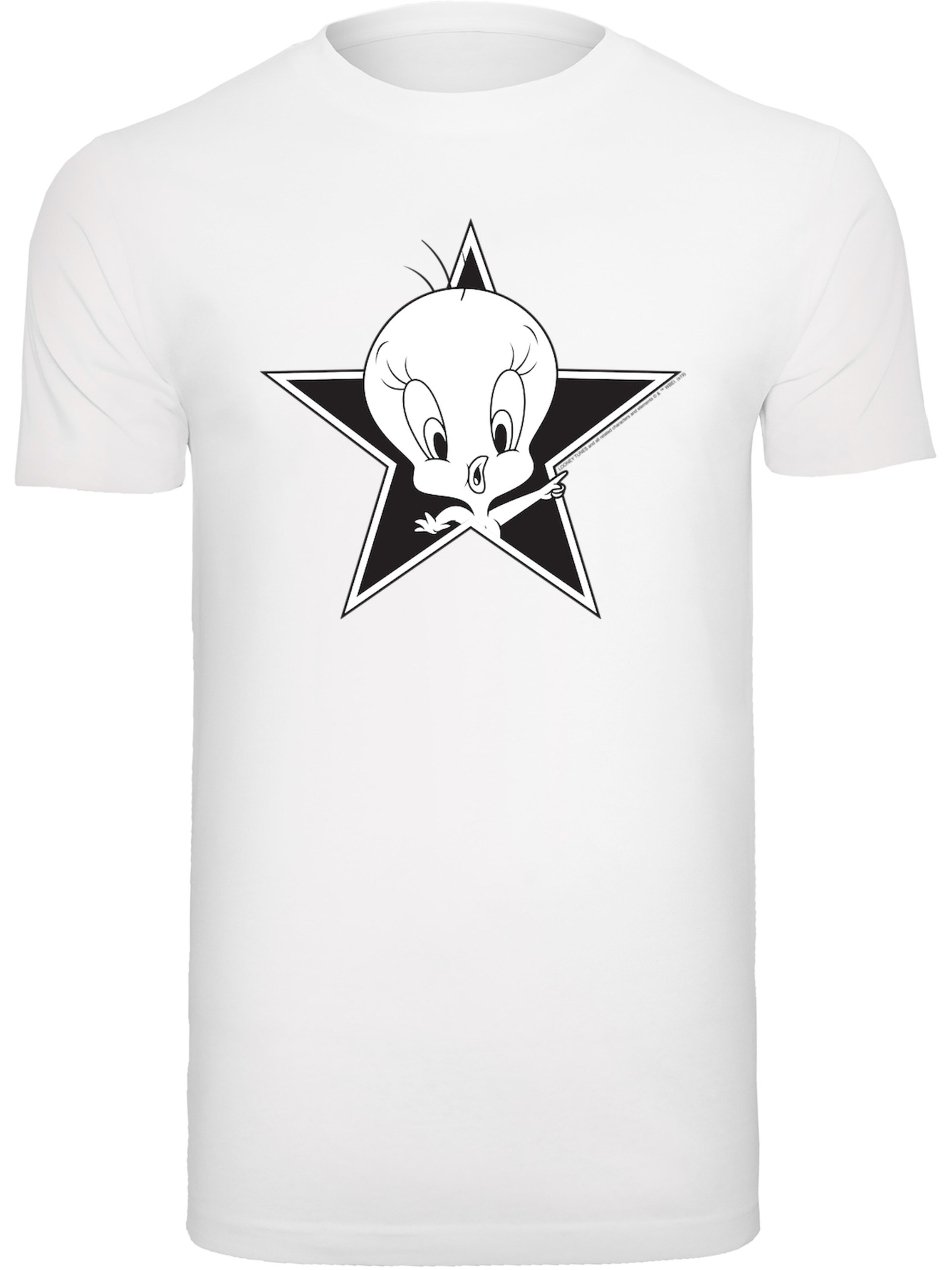 Maglietta 'Looney Tunes Tweetie' di F4NT4STIC in bianco: frontale
