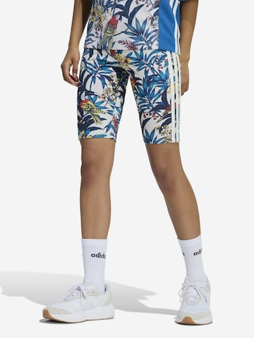 ADIDAS SPORTSWEAR Skinny Urheiluhousut 'Adidas x Farm Rio' värissä valkoinen: etupuoli