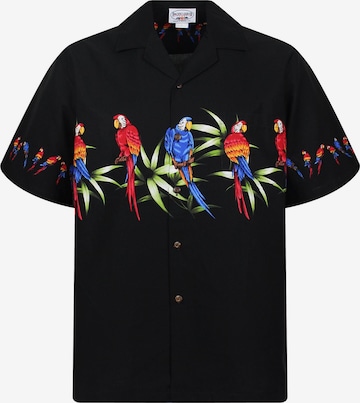 Pacific Legend Button Up Shirt 'Papagei' in Black: front