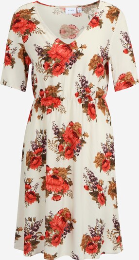Vila Tall Kleid 'BOLD' in creme / karamell / feuerrot / rotviolett, Produktansicht