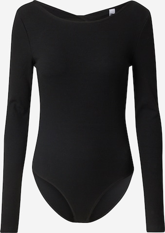 NEON & NYLON Shirt Bodysuit in Black: front