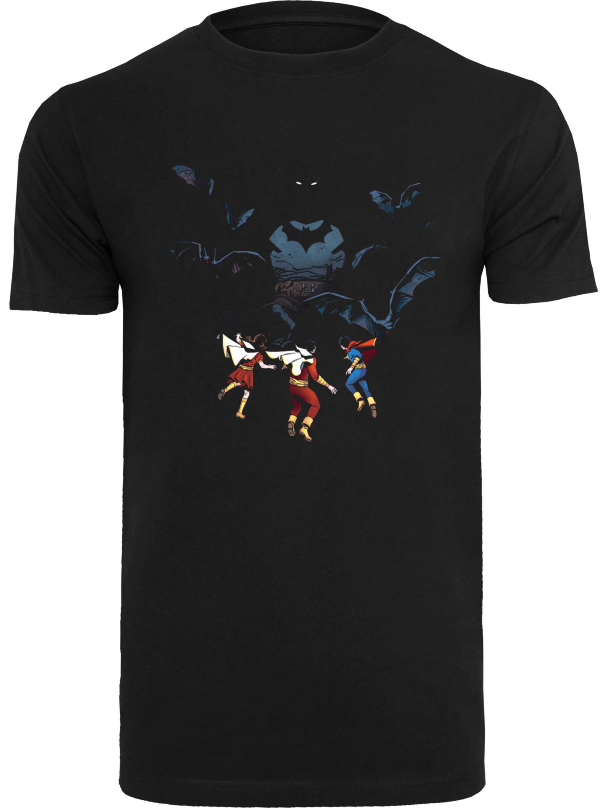 F4NT4STIC Shirt 'DC Comics Batman Shadow Bats' in Zwart: voorkant
