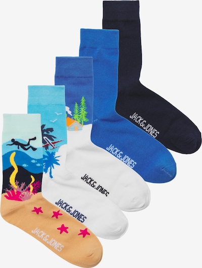 JACK & JONES Chaussettes 'VACAY' en sable / bleu / bleu marine / blanc, Vue avec produit