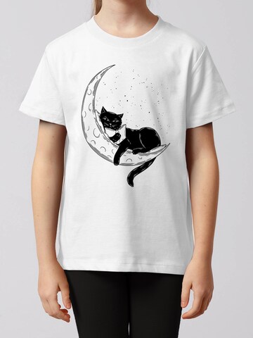 watabout.kids Shirt ' Katze auf dem Mond ' in Wit: voorkant