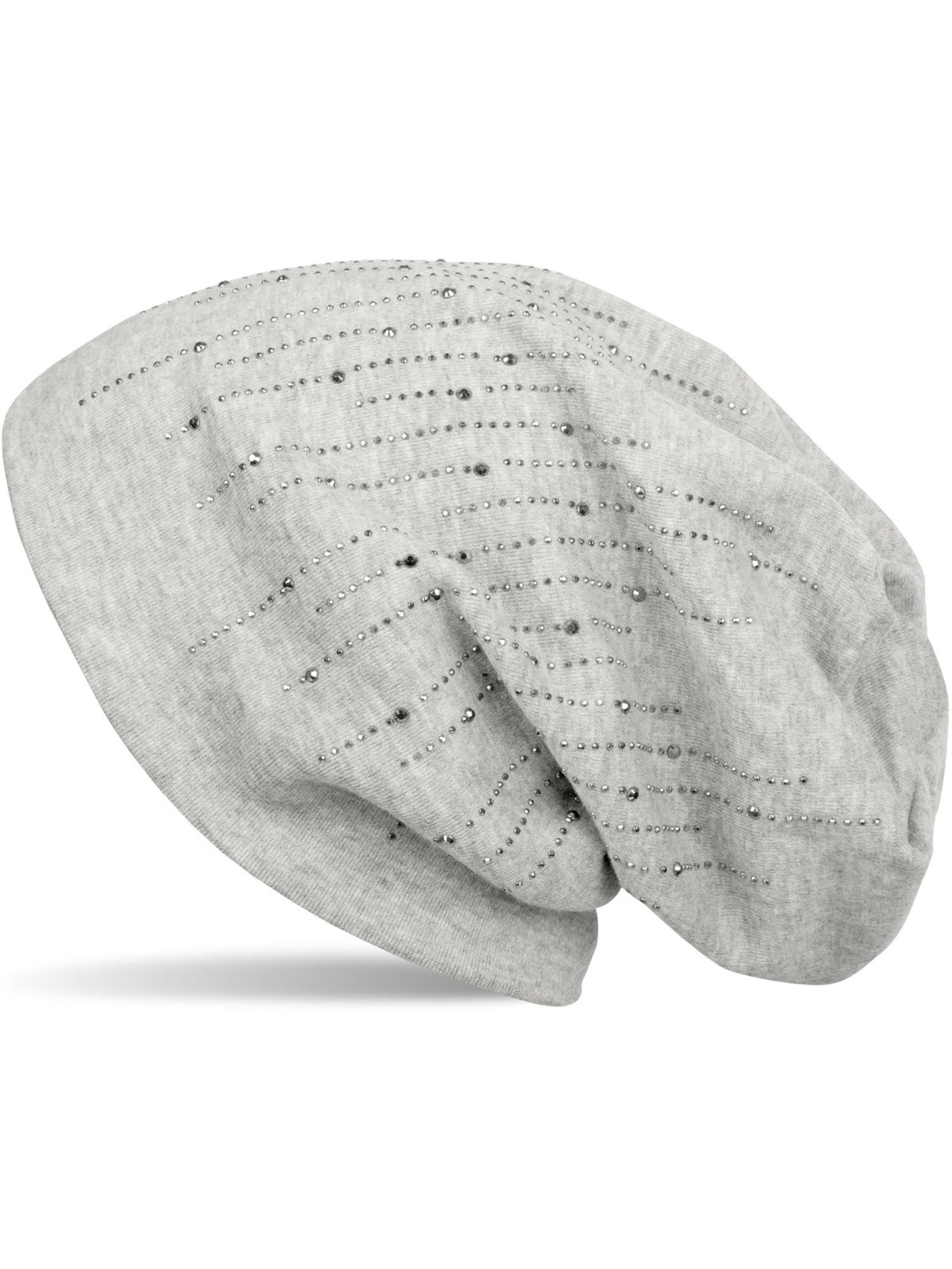 styleBREAKER Mütze 'Beanie mit Strass Streifen'‌‌‌‌ in Grau: Vorderseite