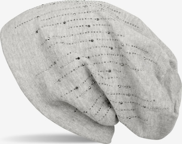 styleBREAKER Mütze 'Beanie mit Strass Streifen' in Grau: Vorderseite