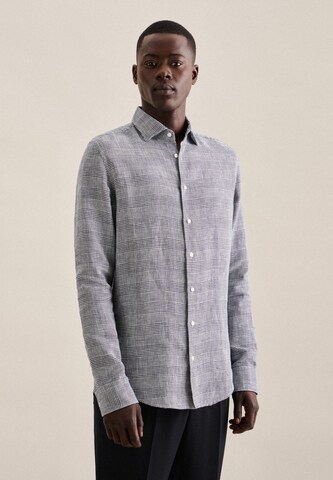 SEIDENSTICKER Slim fit Business Shirt 'SMART LINEN' in Grey: front
