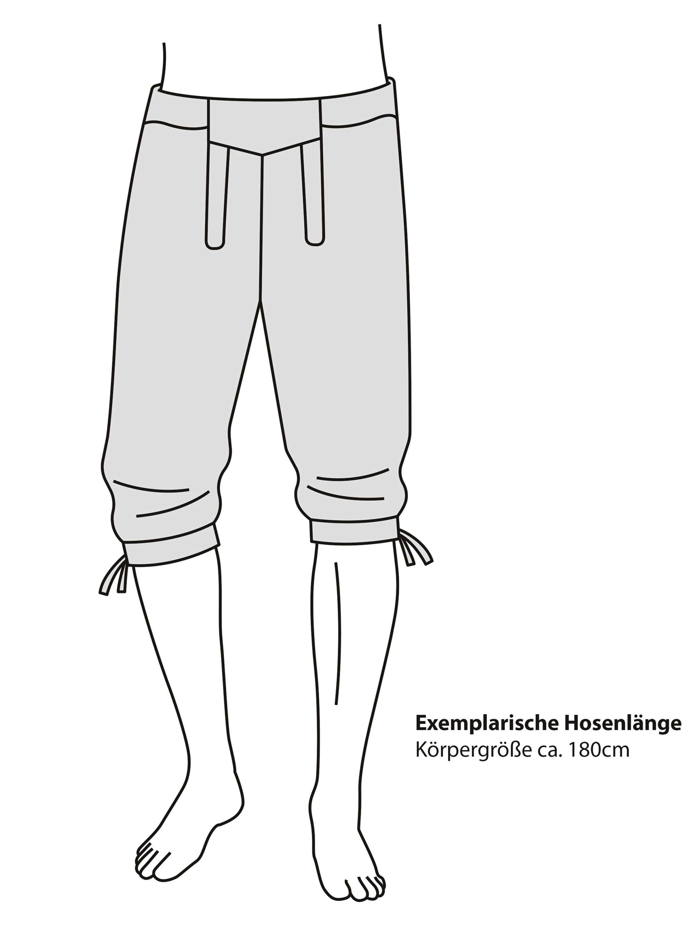 Almbock Skinny Trachtenhose 'Trachtenlederhose Herren Kniebund schwarz'‌‌‌‌‌‌ in Schwarz