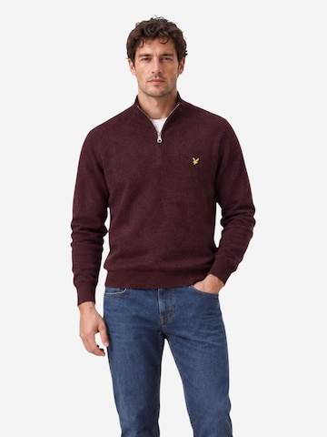 Lyle & Scott Tröja 'Cotton Merino Quarter Zip Jump 263MLSKN2112VC' i röd: framsida
