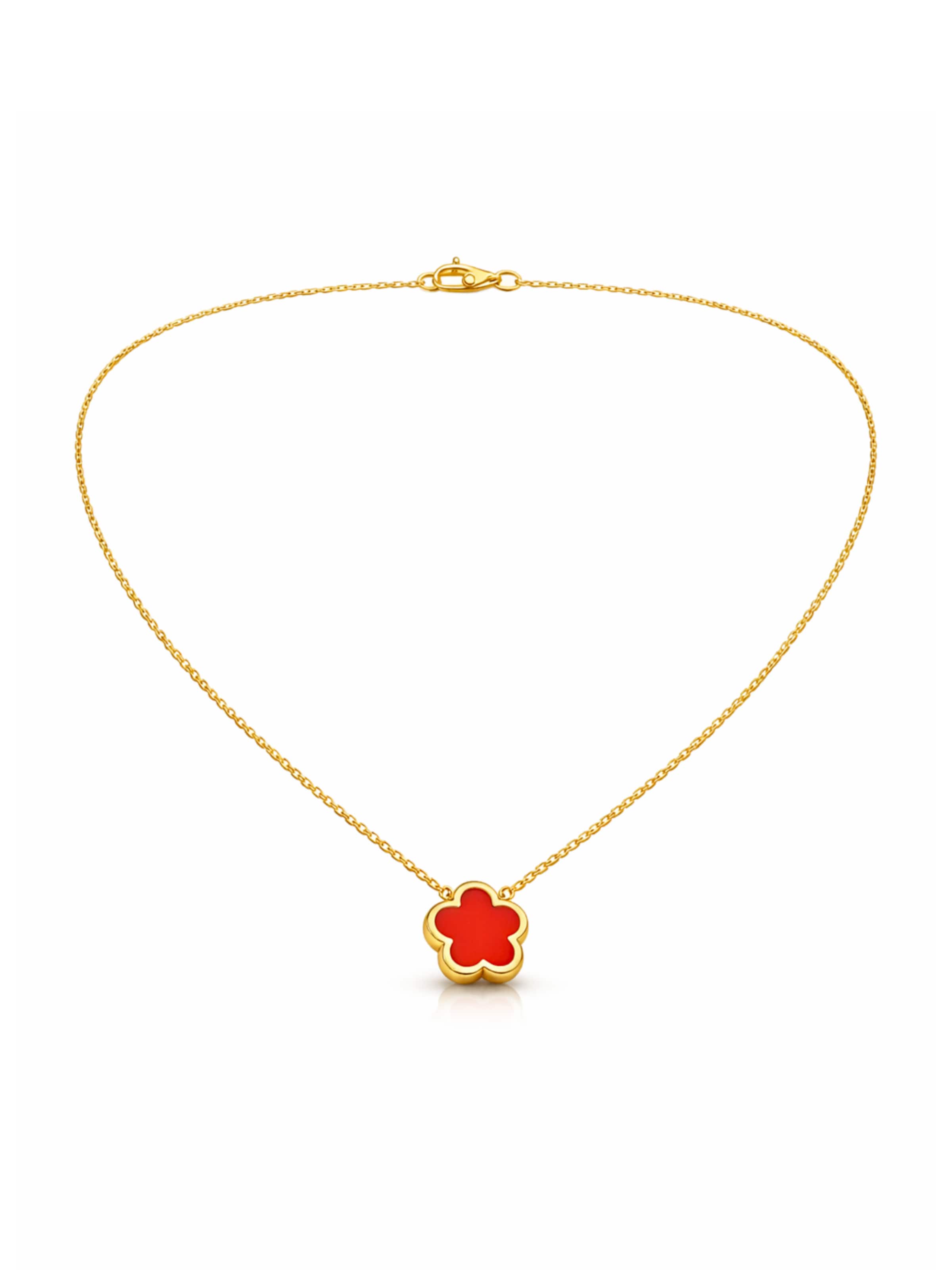 Pure Schmuck - Cadena 'Clover Red' en oro: frente