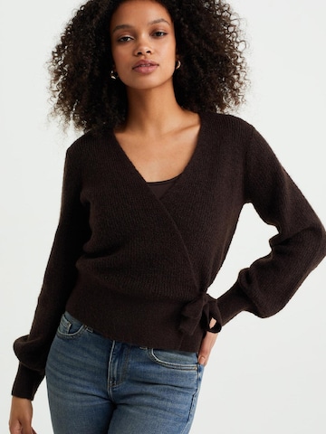 Cardigan WE Fashion en marron : devant