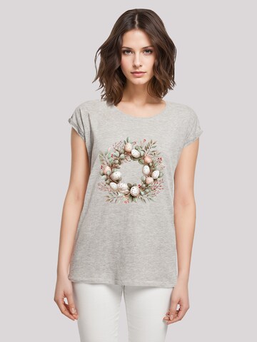 T-shirt 'Osterkranz Eierkranz Blumenring' F4NT4STIC en gris : devant