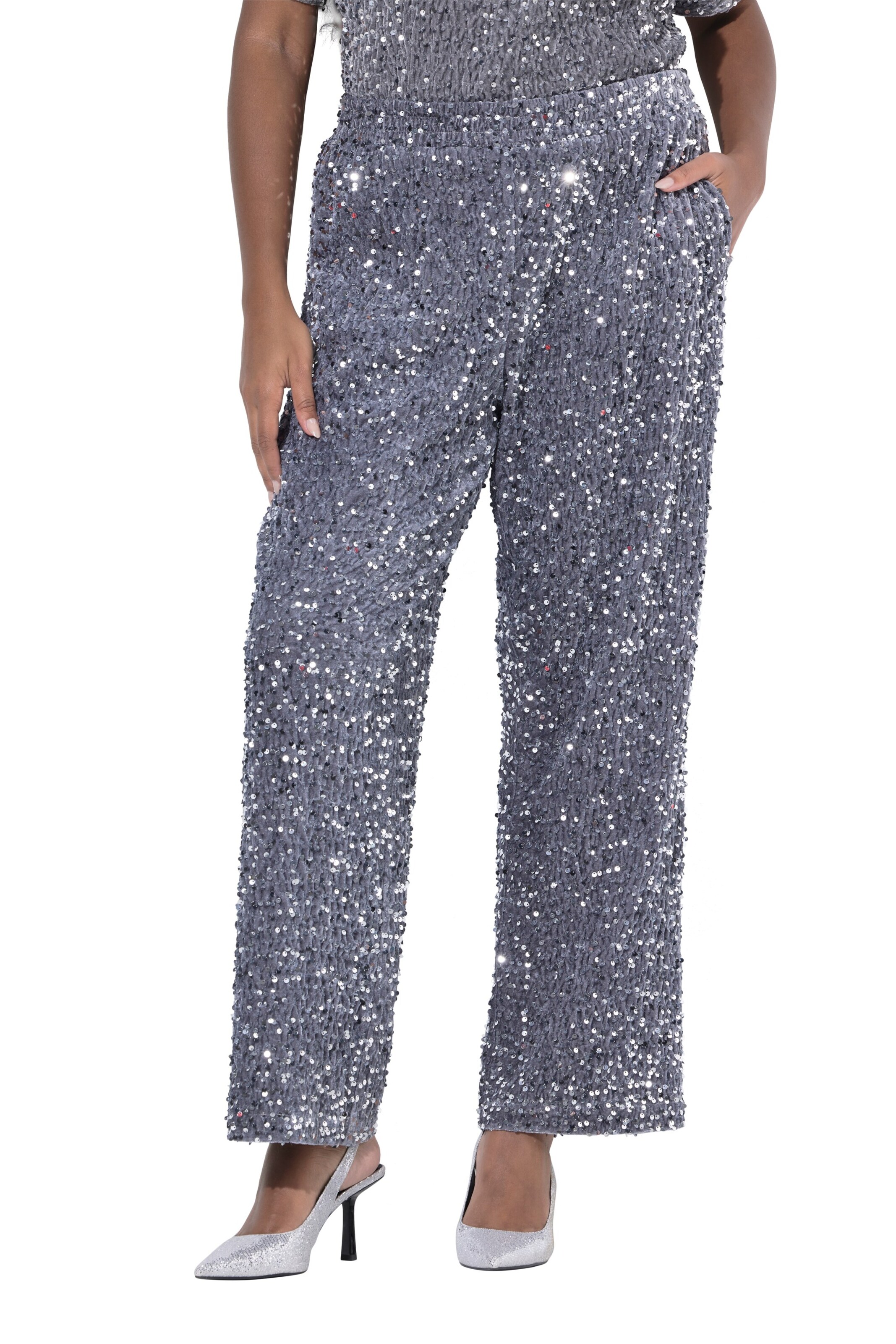 Ulla Popken Regular Pants in Silver: front