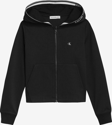 Calvin Klein Jeans Zip-Up Hoodie in Black: front