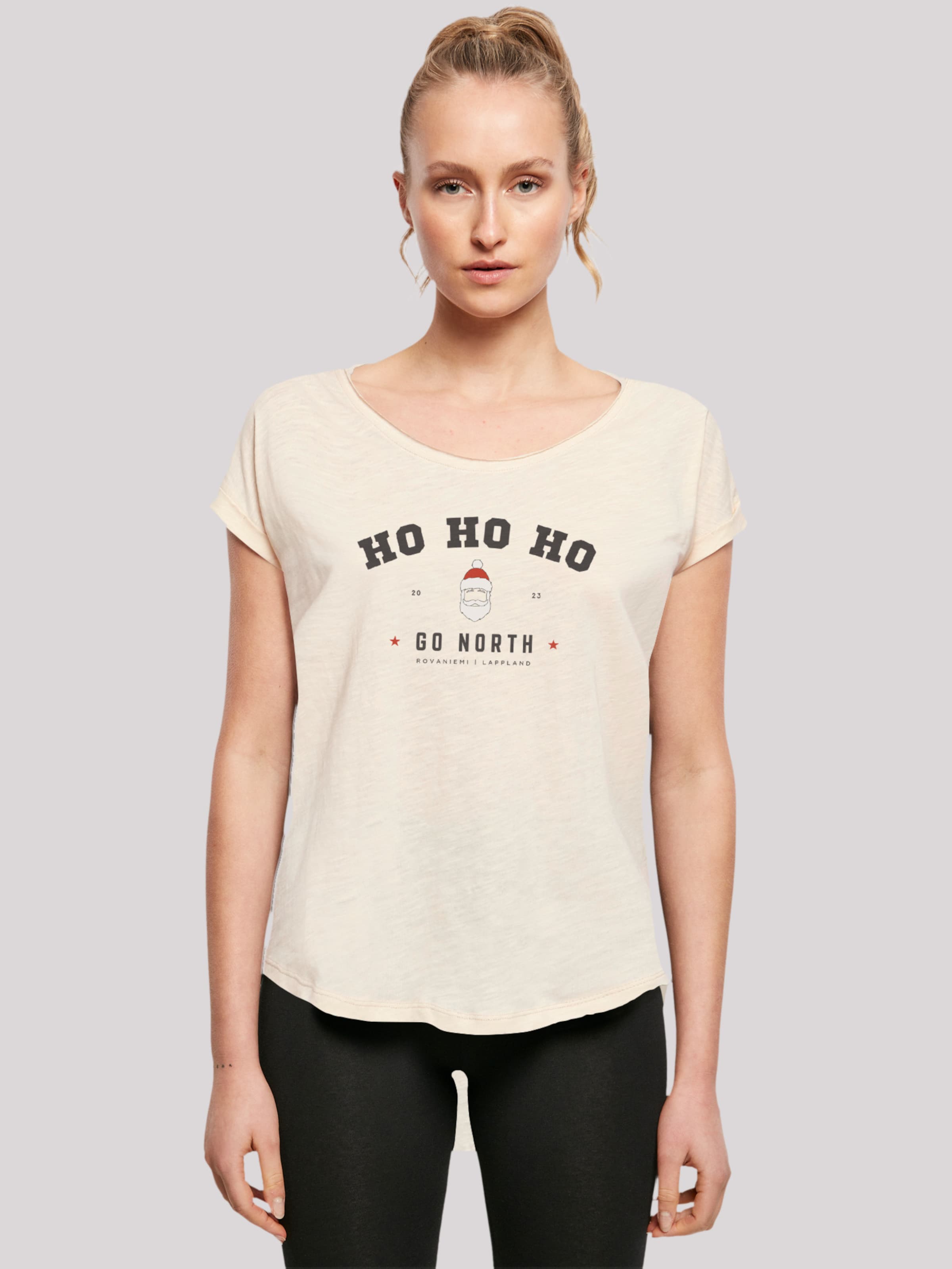 F4NT4STIC Shirt ABOUT Ho | \'Ho Weihnachten\' Beige Ho Santa in Claus YOU