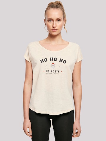 T-shirt 'Ho Ho Ho Santa Claus Weihnachten' F4NT4STIC en beige : devant