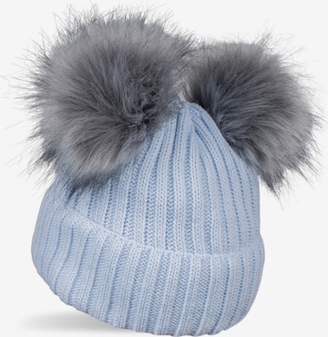 styleBREAKER Beanie 'Kinder Bommelmütze mit zwei Bommel' in Blue: front