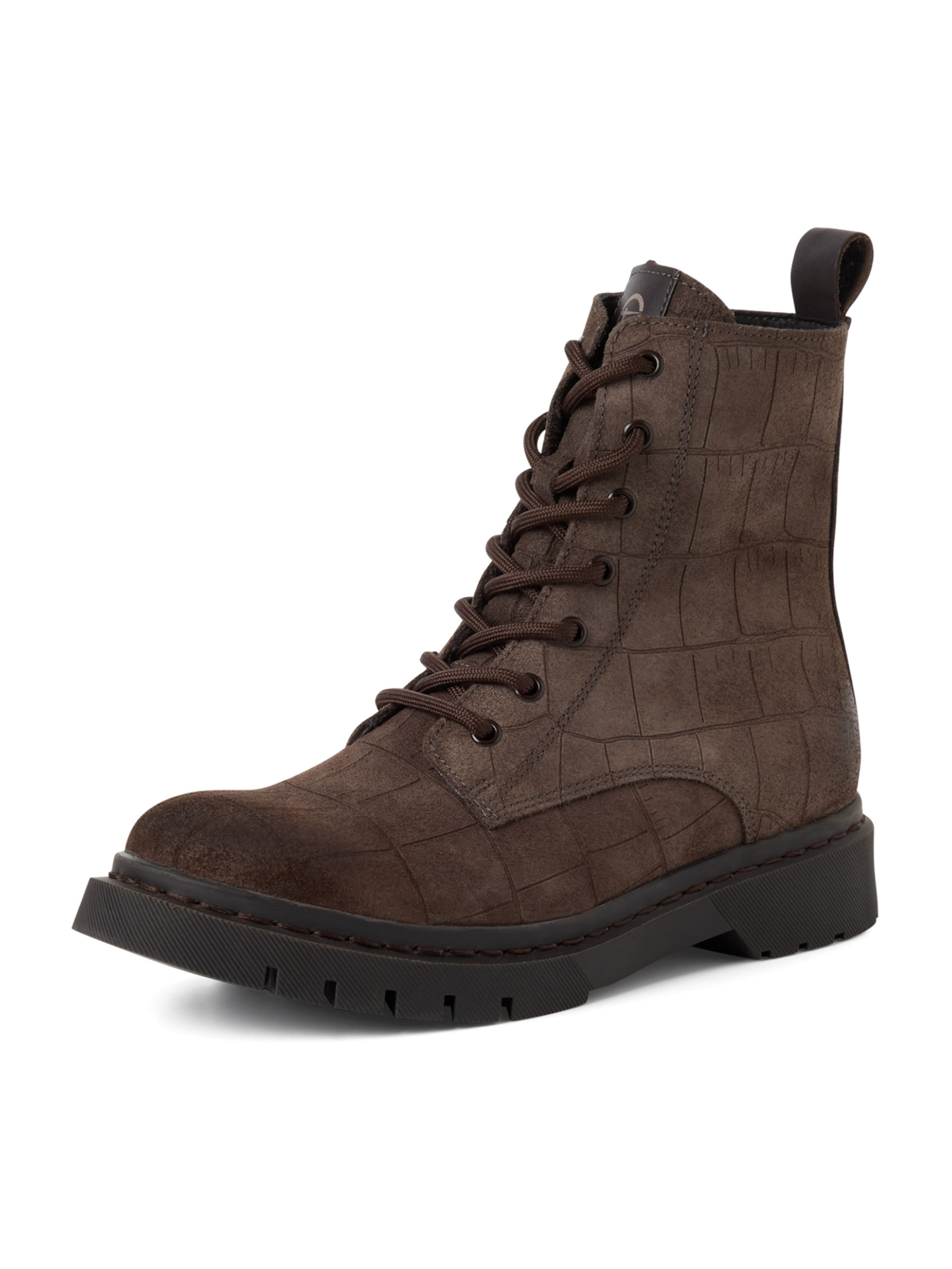 Tamaris Lace-Up Ankle Boots in Brown: front