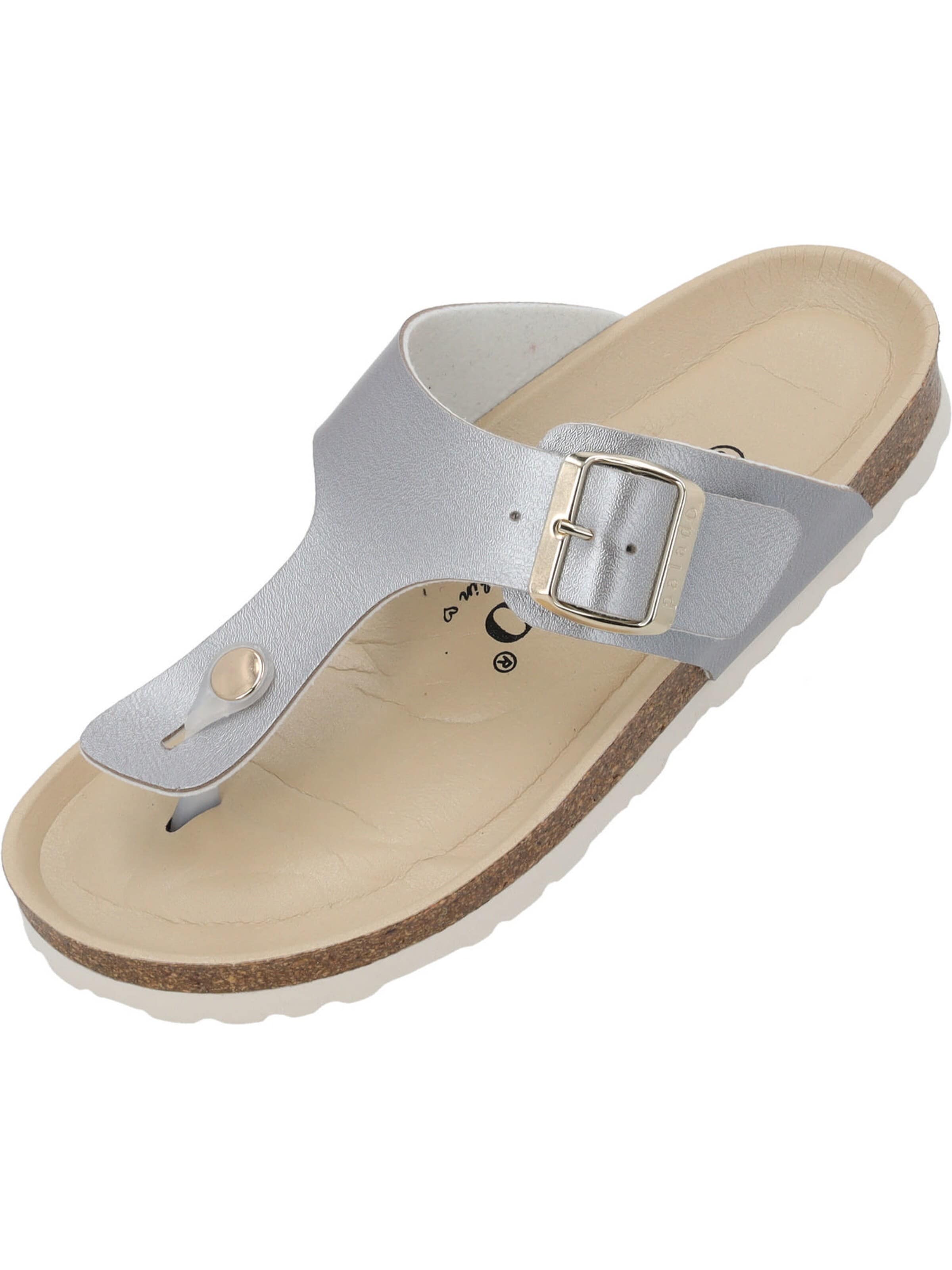 Palado by Sila Sahin T-bar sandals 'Palado Kos BEGS by Sila Sahin' in Silver: front