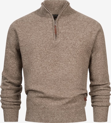 INDICODE JEANS Sweater 'INTrax' in Brown: front