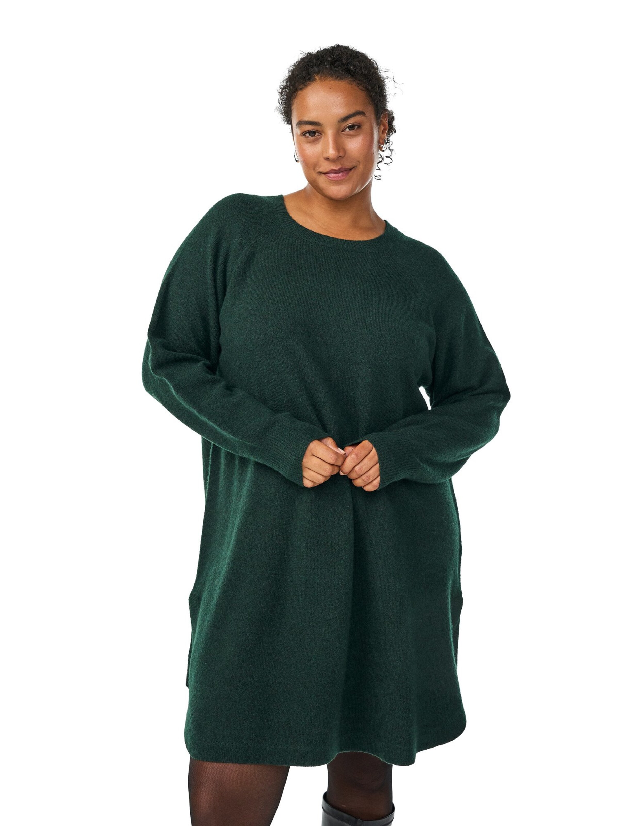Robes en maille 'CAVISTA' Zizzi en vert : devant