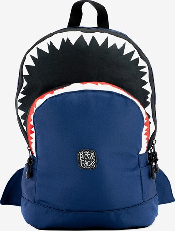 Pick & Pack Backpack 'Shark Shape' in Blue: front