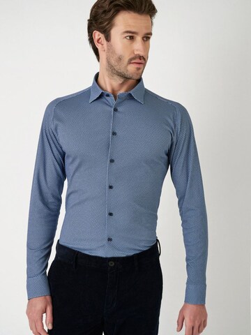 DESOTO Slim fit Button Up Shirt in Blue: front