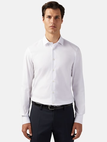 Boggi Milano Slim Fit Бизнес риза в бяло: отпред