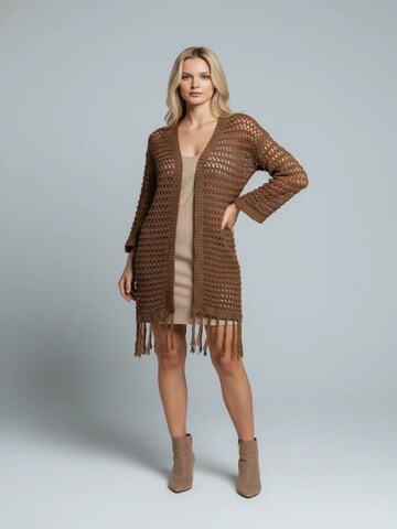 No Matter What Gebreid vest in Bruin: voorkant