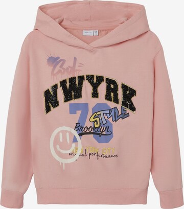 NAME IT Sweatshirt 'JASA HAPPY' in Roze: voorkant