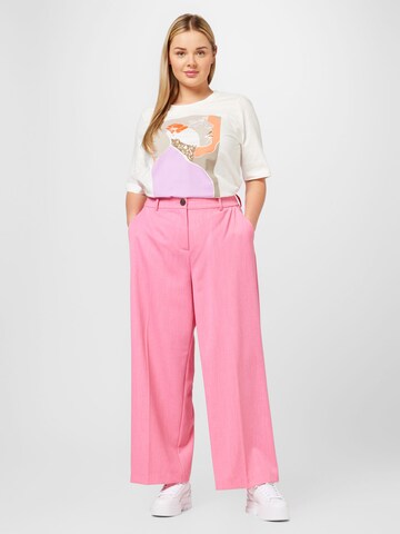 Fransa Curve Zvonové kalhoty Kalhoty s puky 'MILENA' – pink