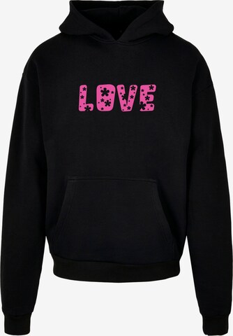 Merchcode Sweatshirt 'Valentines Day - Flowers Love' in Schwarz: predná strana