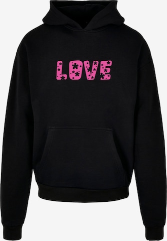 Sweat-shirt 'Valentines Day - Flowers Love' Merchcode en noir : devant