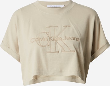 T-shirt Calvin Klein Jeans en beige : devant