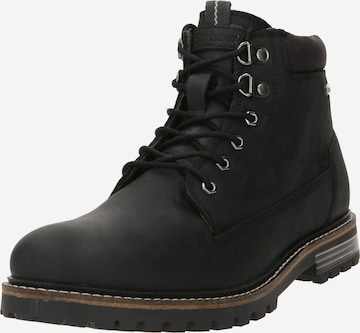 Barbour Lace-Up Boots 'Flint' in Black: front