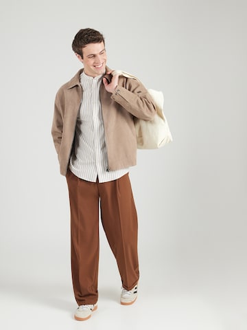 Lindbergh Regular Fit Hemd 'Manderin' in Beige