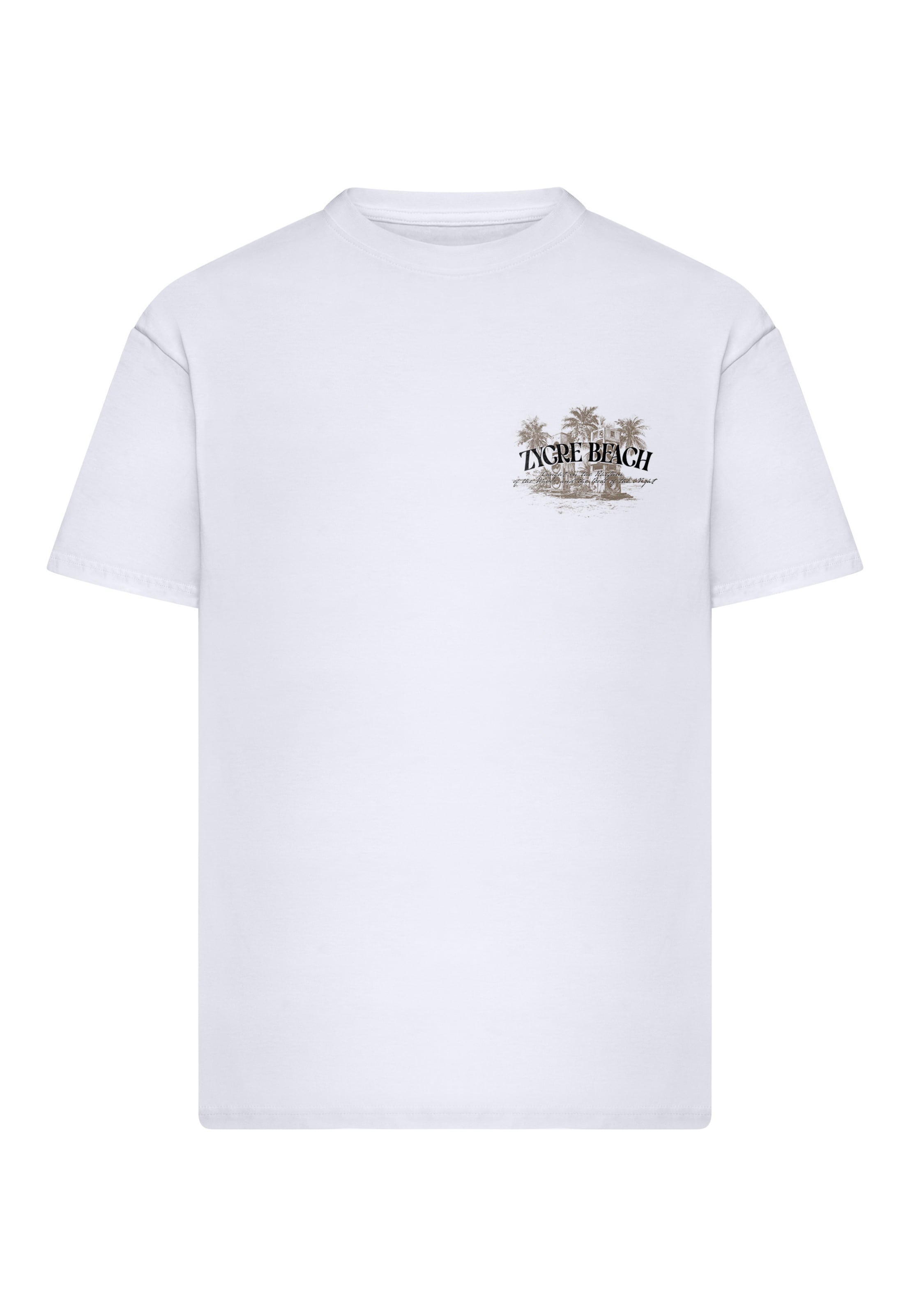Mister Tee Shirt 'Zycre Beach' in Wit: voorkant