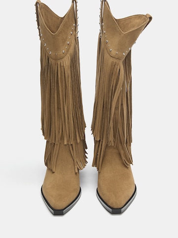 Pull&Bear Buty kowbojskie w kolorze beżowy