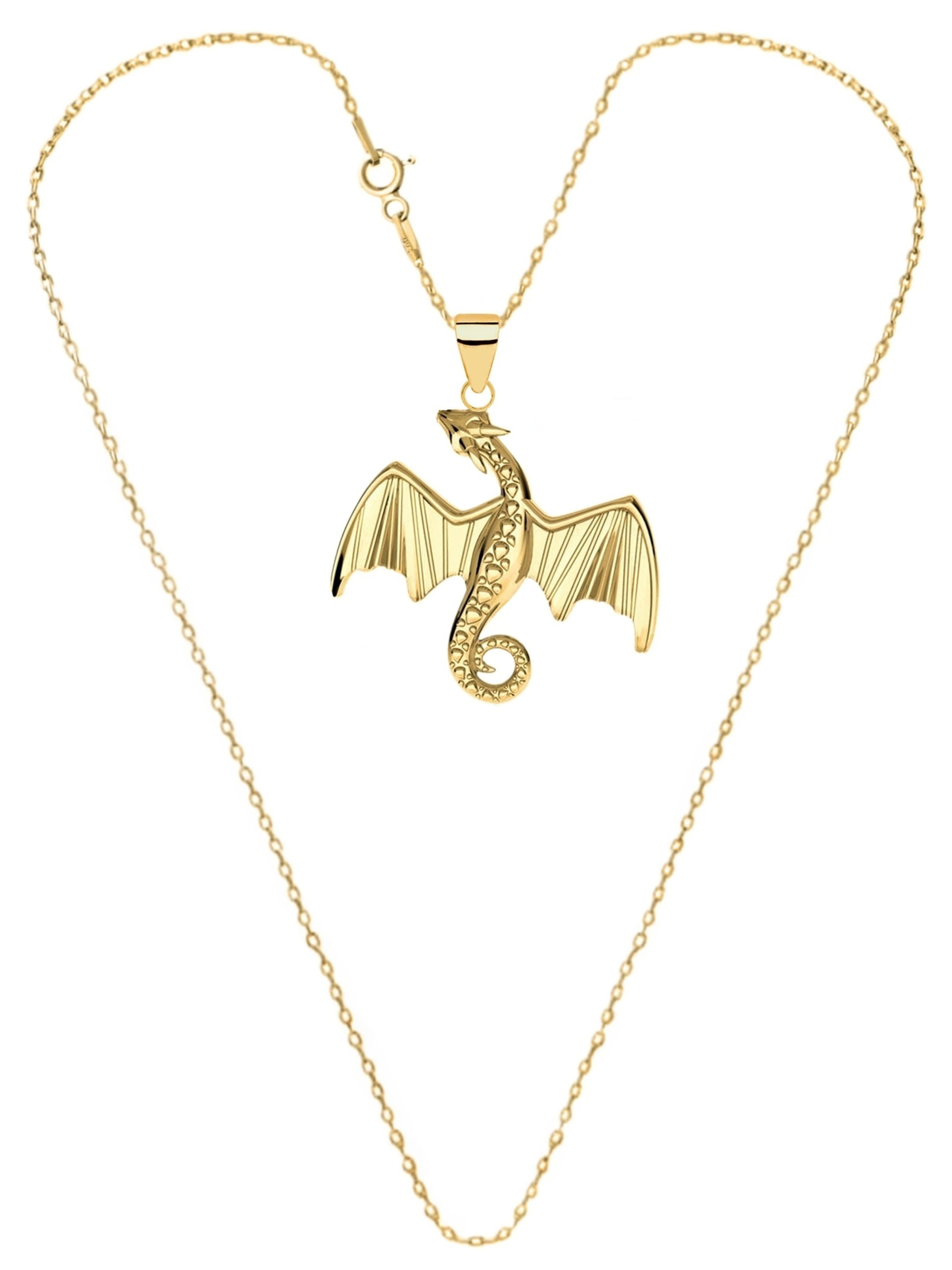 Goldene Hufeisen Kette 'Goldene Drache'‌ in Gold: Vorderseite