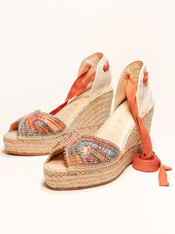 Alhamas - Sandalias 'Alpargata Cuña 10 cm' en naranja