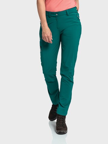 Schöffel Slim fit Outdoor trousers in Green: front
