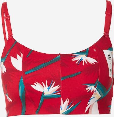 ADIDAS SPORTSWEAR Soutien-gorge de sport 'Thebe Magugu Studio Light-Support' en beige foncé / vert foncé / rouge foncé / blanc, Vue avec produit